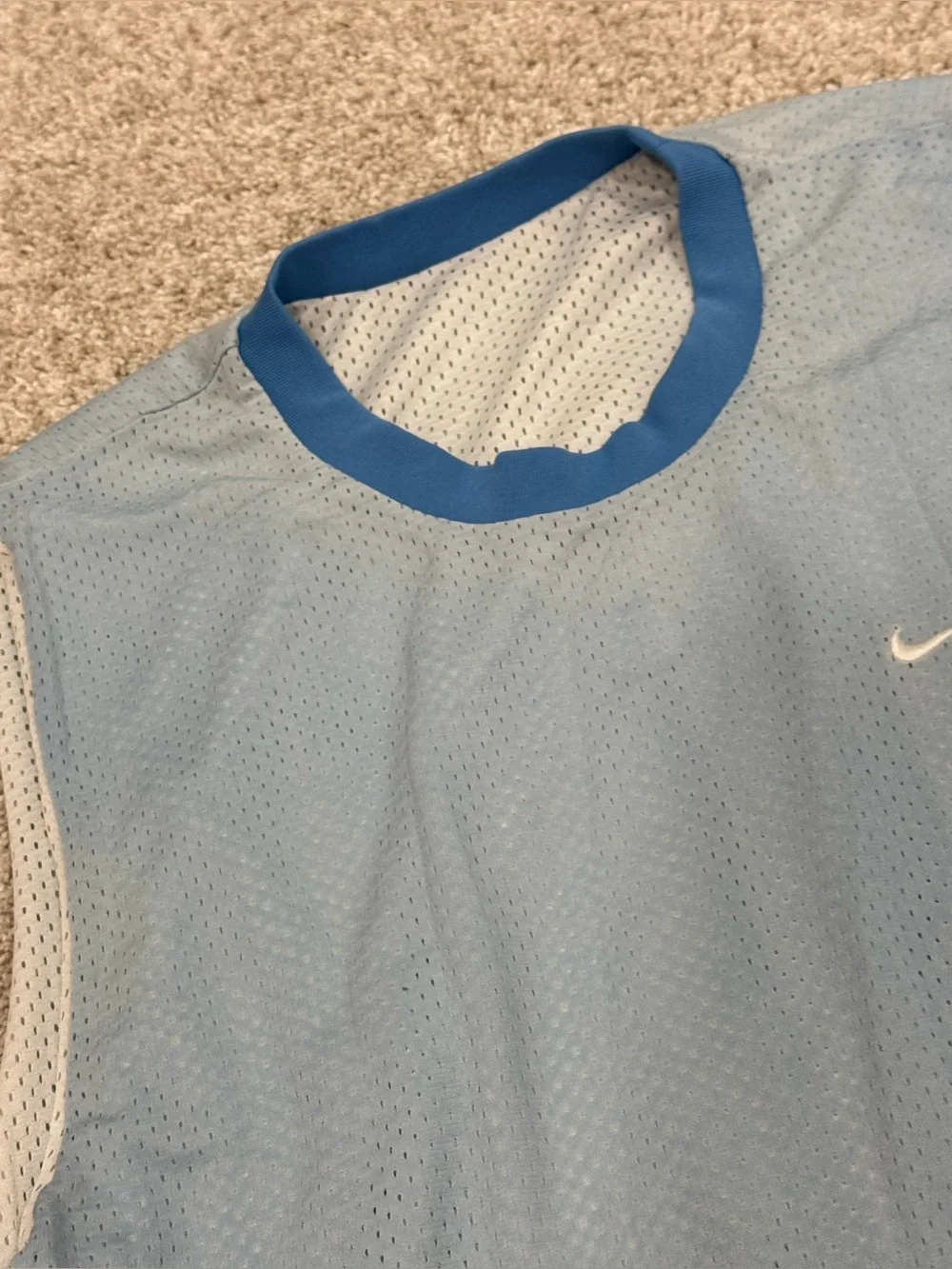 1990s / 00s y2k Retro Reversible Nike Blue Mesh Jersey Tank Top